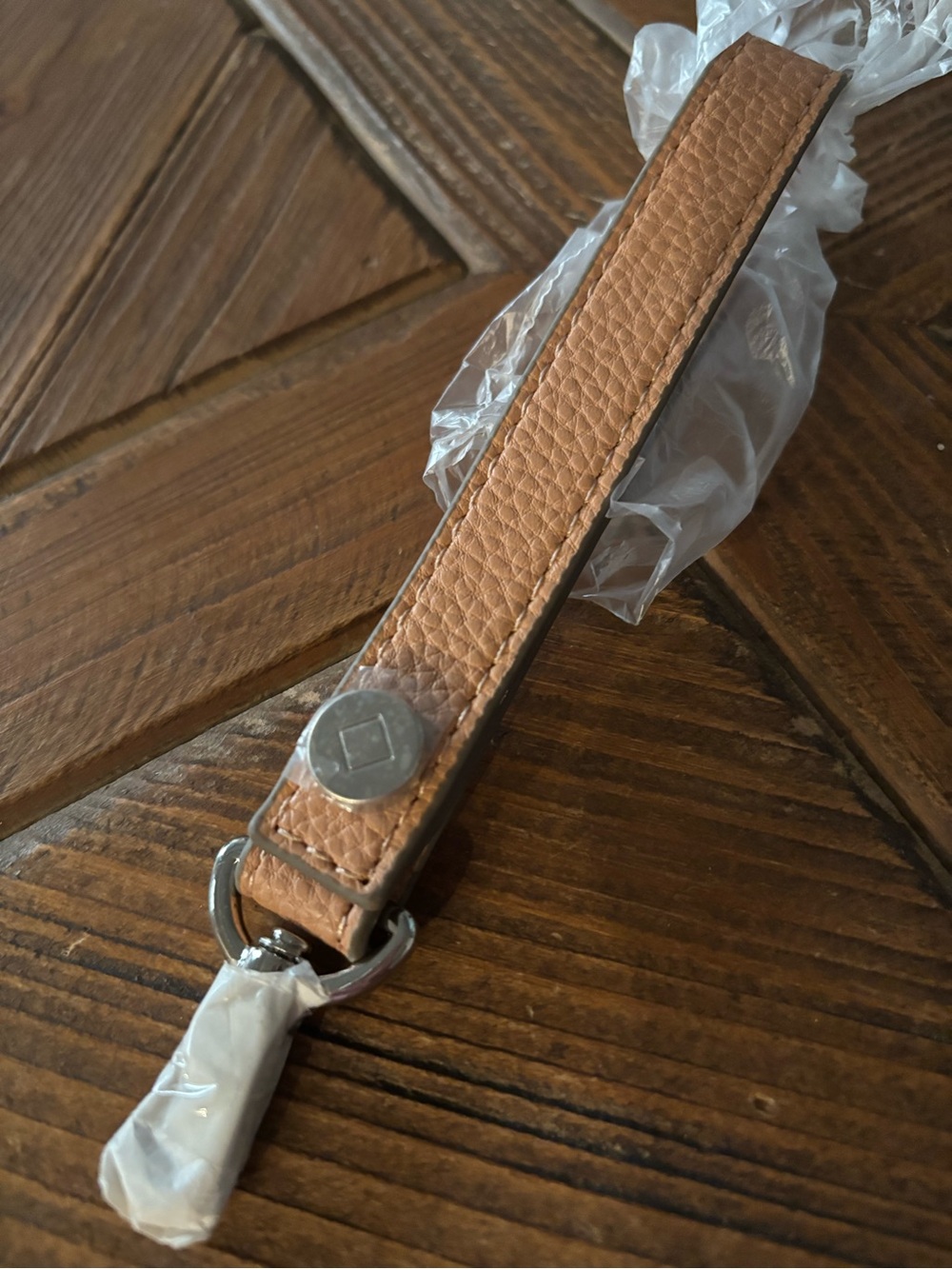 thirty-one Tan Leather Key Strap with Silver Hardware